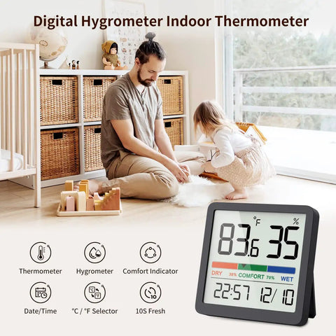 Indoor Humidity Gauge With Digital Thermometer Fast Read Hygrometer And Temperature Humidity Monitor in family room