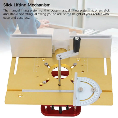 Manual Lifting Router System Kit with Aluminum Alloy Frame and Pro Grade Height Control on Router Table