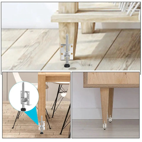 Heavy Duty Adjustable Furniture Levelers 8 Pack Beefy For Tables Cabinets Workbenches And Shelves, Metal Threaded Feet demonstration