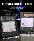 Interface and exterior view of Auto Darkening Welding Helmet with Large 3.94 by 2.64 Inch Viewing Window and four arc sensors