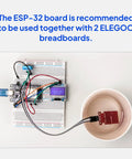 ESP32 Super Starter Kit With Tutorial And Development Board USB C Dual Core Microcontroller connected to breadboards