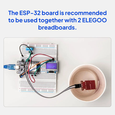 ESP32 Super Starter Kit With Tutorial And Development Board USB C Dual Core Microcontroller connected to breadboards