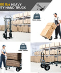 Three In One Industrial Convertible Hand Truck Dolly With 1000 Lb Capacity Heavy Duty Steel Hand Truck With Solid Wheels in warehouse