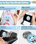 Guide showing how to use the Heavy Duty 70mm Circle Punch for DIY Badges and Scrapbooking with step-by-step instructions.
