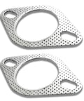 Pair of silver perforated stainless steel exhaust flange gaskets, 2.5 in each