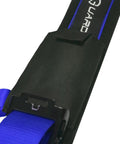 Close-up of Blue 4 Point Harness With 2 Inch Straps For Universal UTV Off Road Use Built To Last Tough As Nails Heavy Duty Safety Harness