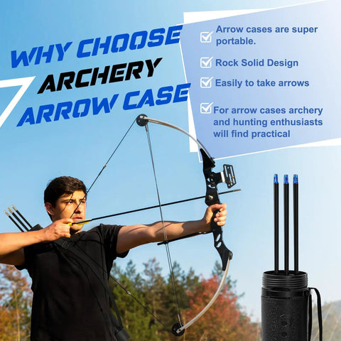 2 Pack Adjustable Arrow Case Quiver For Hunting And Crossbow Holds 12 Arrows With Strap and Poster Tube shown in action