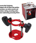 Level Up Your Woodworking Setup With This Heavy Duty Aluminum Router Lift Base Offering Butter Smooth Micrometer Control A Killer 40 Millimeter Stroke And Secure Clamping For Spot On Cuts Every Time. Close-up of heavy duty router lift base showcasing precise hole positioning and anodized aluminum construction.