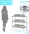Three-Tier Heavy-Duty Chrome Wire Shelving Rack With Adjustable Shelves Space-Saving Storage Unit Holds Up To 250 Lbs Per Shelf 750 Lbs Total Rust-Resistant Waterproof Easy Assembly For Garage Kitchen Laundry, 92 cm tall