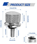 Stainless Motorcycle Seat Bolt Kit With 1/4-20 Threads product size diagram, aluminum alloy bolt and nylon washers, silver.