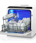 Sleek Countertop Dishwasher With Smart Delay Timer And Space Saving Design For Modern Home Kitchens, filled with clean dishes.