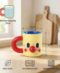 Clown Face Ceramic Mug 10 Oz Yellow Coffee Cup With Blue Interior And Red Handle Fun Morning Wakeup Gift For Coffee Lovers