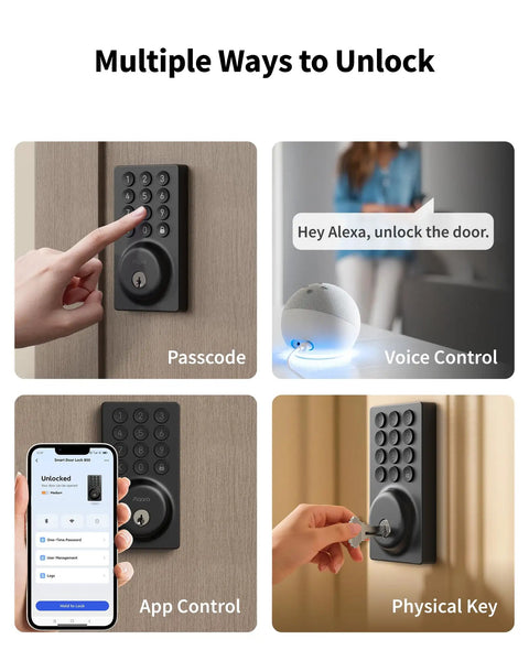 Hassle Free Smart Deadbolt Lock With Built In Wifi Keypad For Front Door Delivers Stress Free Setup App Oversight Alexa Sync Google Home Compatible And Anti Peep Security In Gloss Black