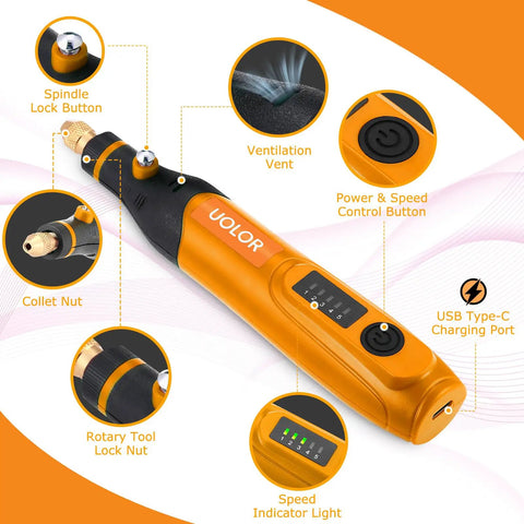 All In One Cordless Polishing Kit With 145 Piece Set Includes 100 Wool Buffing Wheels 40 Abrasive Pads USB C Rechargeable Rotary Polisher