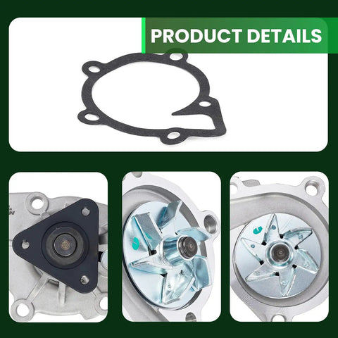 No Sweat Engine Water Pump For 2011 To 2015 Kia Sportage Optima Sorento And 2013 To 2016 Hyundai Santa Fe Sport Gas Engines Only showing pump details and gasket.