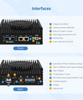 Badass Intel Alder Lake N100 Mini PC Router And Firewall System Packing Hella Fast DDR5 RAM, showcasing front and back port interfaces.
