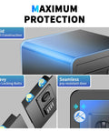 Graphic showing maximum protection features of 7.5 Cuft Large Fireproof Home Safe With Digital Keypad And Two Doors Hidden Compartment