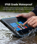 Top Tier ATEX Certified Explosion Proof Rugged Tablet 10 1 Inches Built Like A Tank For Hazardous Work Zones With Hella Tough Ip68 Shielding And Rock Solid Intel N5105 Specs Running Windows 11 submerged in water, showcasing IP68 waterproof feature.