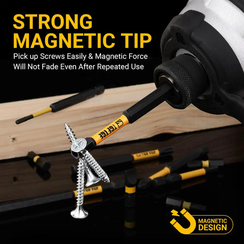 Impact Torx Bit Set 31 Pieces For Security Torx T5 Through TT40 with magnetic bit lifting screws from wooden surface