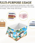 Heavy Duty Foldable Storage Bin With Secure Lid And Easy Grab Handles For Bedroom Closet Organizers, collapsible toy box with a beach design.