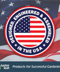 USA flag with badge stating 'Designed, Engineered & Assembled in the USA' for Soil Microbial Test Kit For Quick Health Check Of Your Dirt, 5 Tests