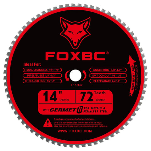 14 Inch Metal Cutting Saw Blade 72 Teeth For Chop Saws Cermet Carbide Up To 5X Longer Life 0.095 Inch Kerf 1 Inch Arbor