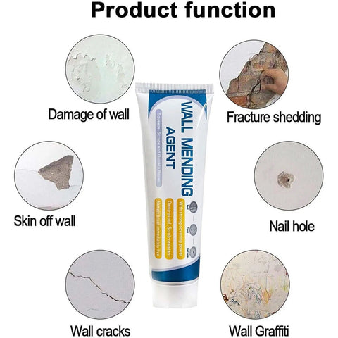 Drywall Repair Kit With 130G Universal Paste Cream For DIY Home Fixes Easy Wall Mending And Quick Patch Spackle displayed with wall damage uses