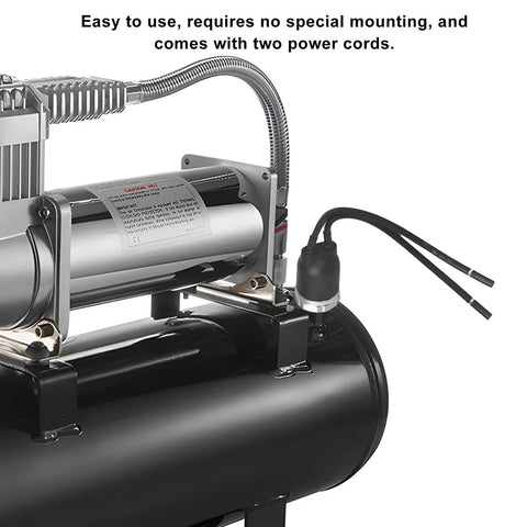 Lock Tight Air Pressure Switch For 120 To 150 Psi Automatic Compressor Cut Off Valve with power cords and compressor details.