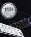 Game Changing Tenkeyless Wireless Mechanical Gaming Keyboard Featuring Crisp Tactile Switches Slick Syncable RGB Lighting Zero Lag Wireless Connection And Heavy Duty All Day Battery For Battle Ready Setups Black showcased with a badge.