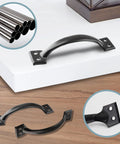 20 Pcs 4 Inch Metal Bow Door Handles Large Vintage Style Door Pulls For Barn Doors, Furniture Cabinets, Matte Black Iron