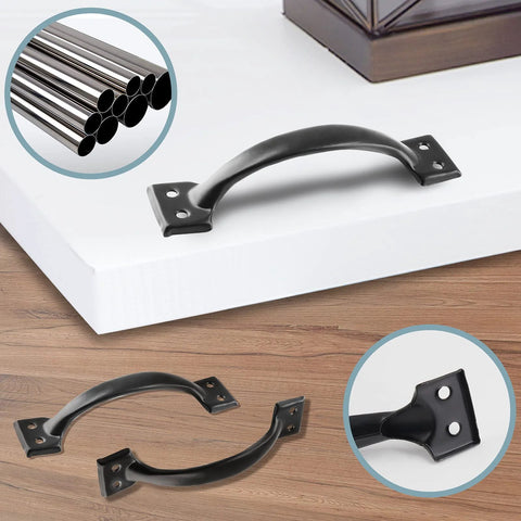 20 Pcs 4 Inch Metal Bow Door Handles Large Vintage Style Door Pulls For Barn Doors, Furniture Cabinets, Matte Black Iron
