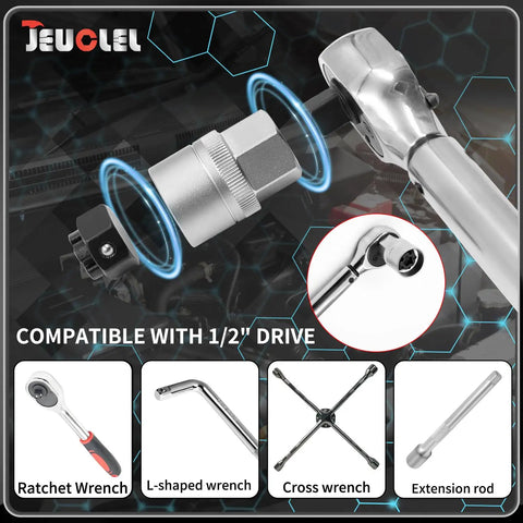 22 Piece Wheel Lock Nut Key Kit For VW Volkswagen Cars Anti Theft Lug Nut Socket Set showing ratchet and other tools