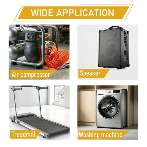 Heavy Duty Anti Vibration Rubber Feet Bumper Pads Three Quarters By One Inch Half Wide Four Pack With Stainless Steel Hardware under air compressor, speaker, treadmill, washing machine.