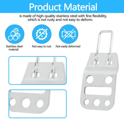 Dishwasher Door Latch Strike Replacement 154662601 Compatible With Electrolux Gibson Kelvinator Westinghouse Frigidaire And More Easy Install Durable Repair Part For Reliable Door Securing shown in stainless steel material with multiple holes.