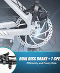 Electric Bike For Adults 26 Inch Commuter E Bike With 48V 500Wh Removable Battery Fast Charge 7 Speed Gears LCD Display Suspension Fork Cruise Control UL2849 Certified Ride Ready, showing dual disc brake and handlebar controls.