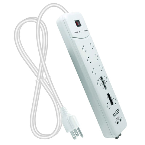 10 Outlet Surge Protector Power Strip With 3500 Joules Of Protection 25 Foot Heavy Duty Extension Cord ETL Listed 15 Amp Dual USB Ports