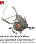 Half Facepiece Reusable Respirator 6100 NIOSH Approved With Four Point Harness For Painting And Sanding shown with straps