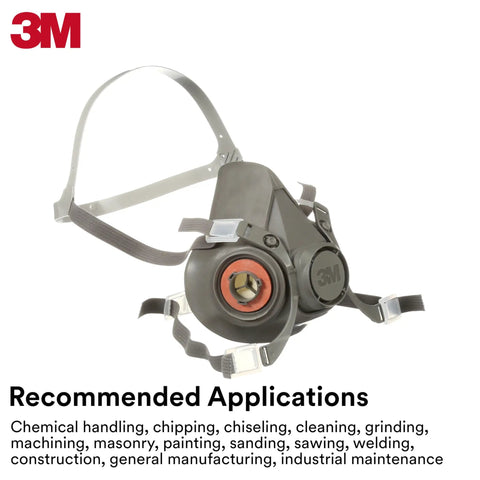 Half Facepiece Reusable Respirator 6100 NIOSH Approved With Four Point Harness For Painting And Sanding shown with straps