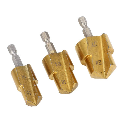 Beefy Pipe Reamer Bit Set With High Carbon Steel Step Drill Kit For PPR Plastic Pipes Expands Holes At 19mm 24mm 31mm Standard Shank