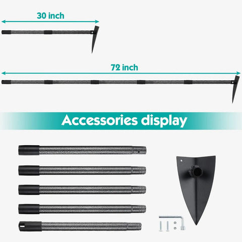 Triangle Garden Hoe With A 60 Inch Long Handle For Weeding Digging And Loosening Soil Heavy Duty Metal Garden Tool parts and assembly