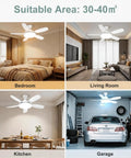 32 Inch Socket Fan Light With Remote Ultra Bright 3000 Lumen Ceiling Fan Light Combo E26/E27 in bedroom, living room, kitchen, and garage settings