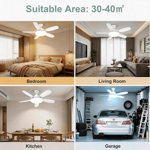 32 Inch Socket Fan Light With Remote Ultra Bright 3000 Lumen Ceiling Fan Light Combo E26/E27 in bedroom, living room, kitchen, and garage settings