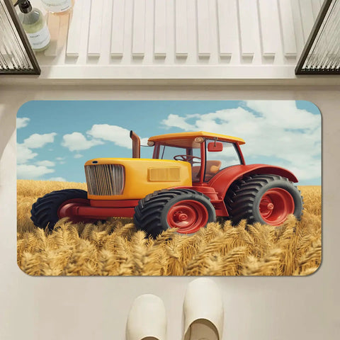 Diatomaceous Earth Bath Mat With Quick Dry Absorbent Foam, Non Slip Floor Rug featuring a tractor design, 60 by 84 inches