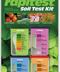DIY All In One Soil Test Kit For Home Garden Care package with color comparators for soil pH and nutrients testing.