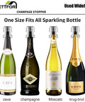 Leak Proof Champagne Stoppers With Stainless Steel Saver And Food Grade Silicone Keep Sparkling Wine Fresh Up To 7 Days Fits Champagne Cava Prosecco And Sparkling Wines Silver 2 Pack on various bottles