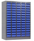Heavy-Duty 100-Drawer Parts Storage Cabinet For Nuts And Bolts with blue ABS drawers and steel frame, garage workshop storage