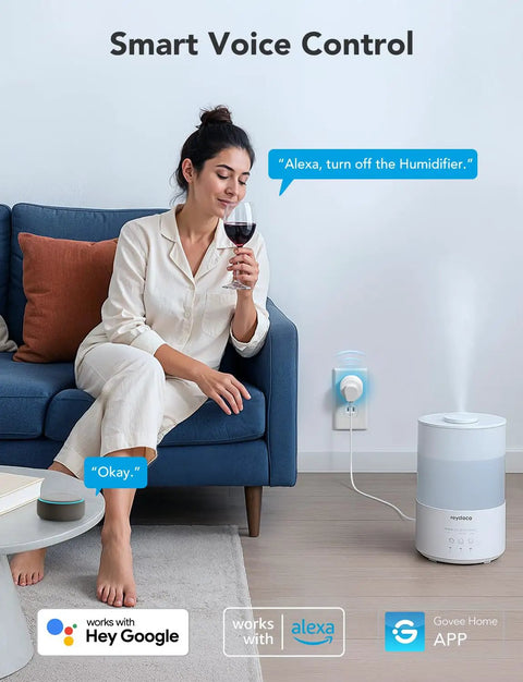 Woman using 4 Pack Smart Plugs With Bluetooth Or WiFi Stability, Works With Alexa And Google Assistant, Timer And Group Control