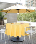 Yellow 60 Inch Round Outdoor And Indoor Tablecloth With Umbrella Hole And Zipper Wrinkle Free Washable Waterproof Round Table Cover For Spring Summer Patio Picnics BBQs Parties on patio table