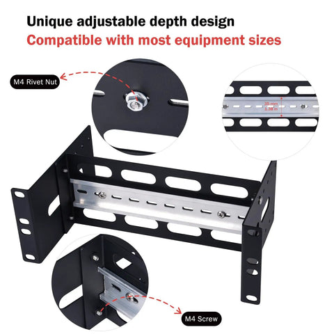 10 Inch 2U Adjustable DIN Rail Mount Bracket For DeskPi RackMate T1 T0 T2 T0 Plus T1 Plus TL1 Rack Ready with adjustable depth