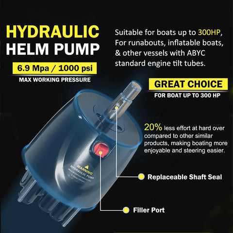 Plug And Play Hydraulic Steering Kit For Single Outboard Boats Up To 300Hp With Heavy Duty Steel Helm Pump Twin Reinforced Lines And Zero Play Lock Valve For Smooth Sailin
